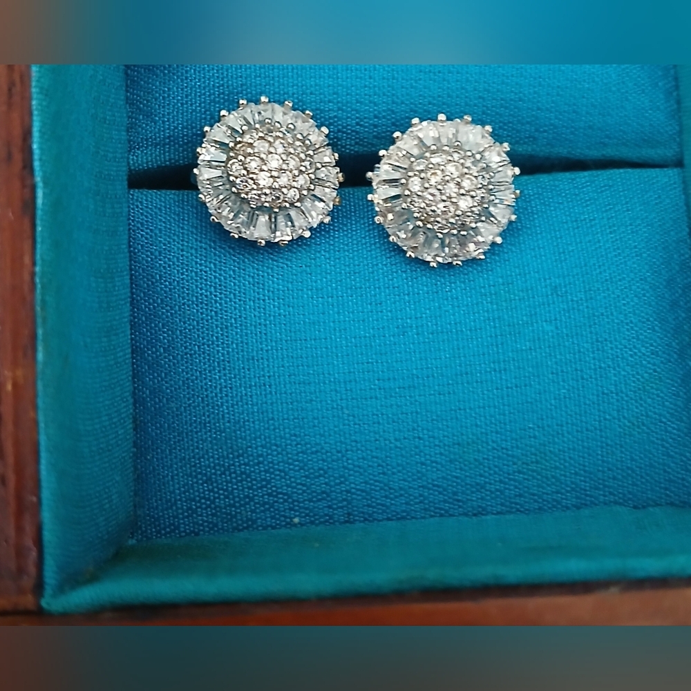 Beautiful pave Silver Stud Earrings